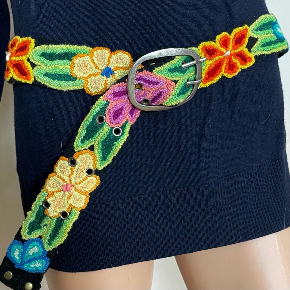 GORGEOUS Womens JENNY KRAUSS Fair Trade COLORFUL Boho EMBROIDERED Hippie BELT  L